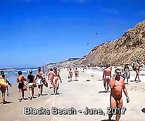 Blacks Beach CFNM  2 Clothed Girls  26 Naked Men